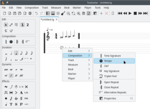 L'édition d'une partition/tablature (source Tuguitar.app)